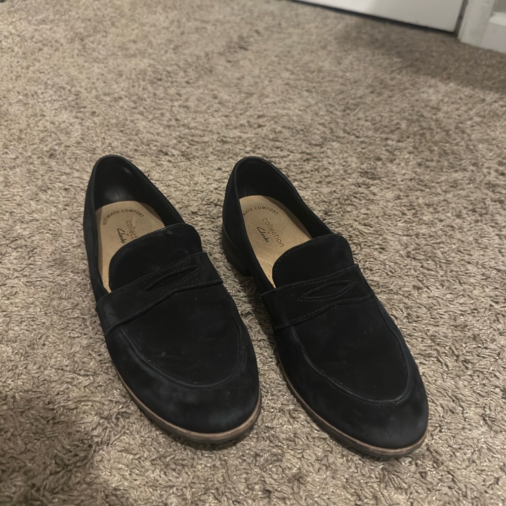 Clarks Black Slip-On Loafers